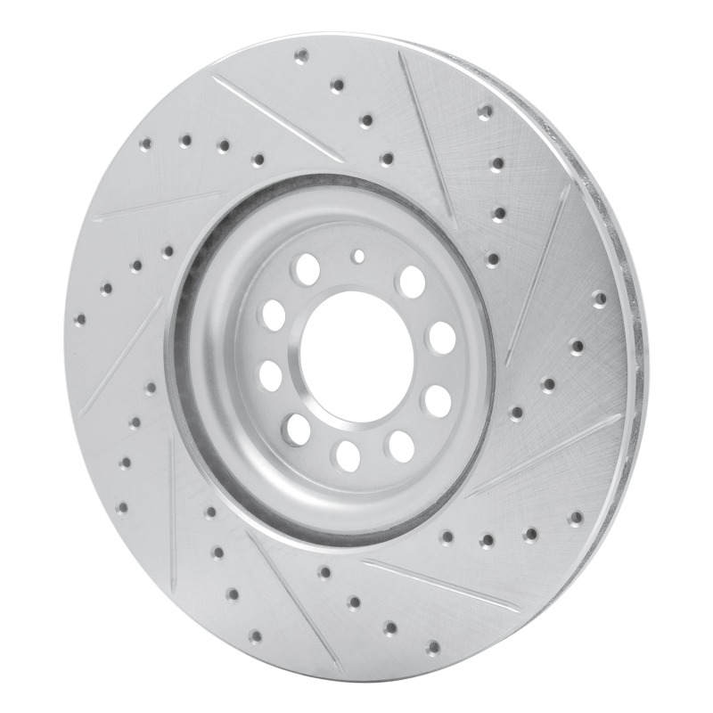 Audi TT Brake Rotor (1) - Front Left - R1 Concepts - Drilled & Slotted - Silver - `00-`06
